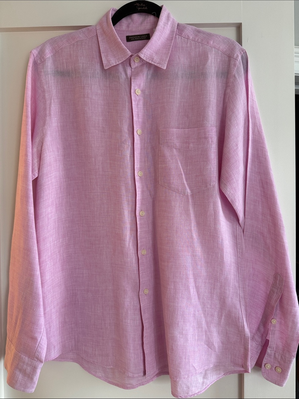 Uniqlo Men's Linen-Blend Button-Down Shirt - Light Pink